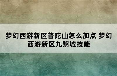 梦幻西游新区普陀山怎么加点 梦幻西游新区九黎城技能